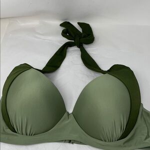 Olive green padded halter tie bikini top swimsuit size 3X